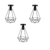 Maxbell 3 pcs Vintage Wire Diamond Loft Pendant Ceiling Light Lamp Cage Shade