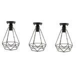 Maxbell 3 pcs Vintage Wire Diamond Loft Pendant Ceiling Light Lamp Cage Shade