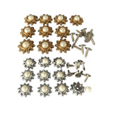 Maxbell 20 Sets Pearl Sunflower Studs Rivets Spikes for DIY Shoes Bags Decor 14mm