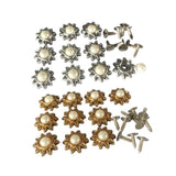 Maxbell 20 Sets Pearl Sunflower Studs Rivets Spikes for DIY Shoes Bags Decor 14mm