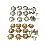 Maxbell 20 Sets Pearl Sunflower Studs Rivets Spikes for DIY Shoes Bags Decor 14mm