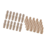 Maxbell 40 Piece Unfinished Wood DIY Family People Wooden Peg Dolls Bodies 60mm 35mm