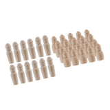 Maxbell 40 Piece Unfinished Wood DIY Family People Wooden Peg Dolls Bodies 60mm 35mm