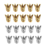 Maxbell 20 Pcs Crown Shaped Spacer Loose Beads Jewelry Charms Connector Gold& Silver