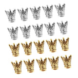 Maxbell 20 Pcs Crown Shaped Spacer Loose Beads Jewelry Charms Connector Gold& Silver