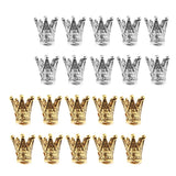 Maxbell 20 Pcs Crown Shaped Spacer Loose Beads Jewelry Charms Connector Gold& Silver