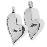 Maxbell 2 Pieces Brother Sister Forever In My Heart Stainless Steel Heart Pendant