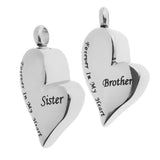 Maxbell 2 Pieces Brother Sister Forever In My Heart Stainless Steel Heart Pendant