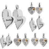 Maxbell 2 Pieces Brother Sister Forever In My Heart Stainless Steel Heart Pendant