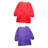Maxbell 2x Kids Long Sleeve Apron Drawing Painting Waterproof Smock Red Purple