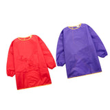 Maxbell 2x Kids Long Sleeve Apron Drawing Painting Waterproof Smock Red Purple