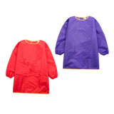 Maxbell 2x Kids Long Sleeve Apron Drawing Painting Waterproof Smock Red Purple