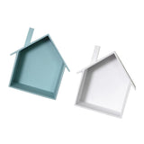 Maxbell Wooden House Shaped Shelf Shelves Wood Children Bedroom Decor White Blue