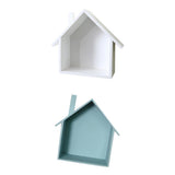 Maxbell Wooden House Shaped Shelf Shelves Wood Children Bedroom Decor White Blue