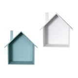 Maxbell Wooden House Shaped Shelf Shelves Wood Children Bedroom Decor White Blue
