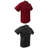 Maxbell 2Pcs Unisex Short Sleeve Chef Jacket Restaurant Cook Uniform 3XL Black+Red