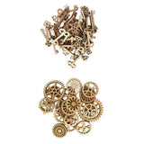 Maxbell 100pcs Key and Gear Shape Wood Adornment Craft Wooden Hanging Embellishments