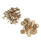 Maxbell 100pcs Key and Gear Shape Wood Adornment Craft Wooden Hanging Embellishments