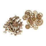 Maxbell 100pcs Key and Gear Shape Wood Adornment Craft Wooden Hanging Embellishments