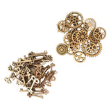 Maxbell 100pcs Key and Gear Shape Wood Adornment Craft Wooden Hanging Embellishments
