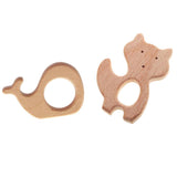 Maxbell 2 Pieces Handmade Wooden Baby Teether Teething Toy Baby Shower Gift