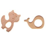 Maxbell 2 Pieces Handmade Wooden Baby Teether Teething Toy Baby Shower Gift