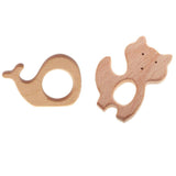 Maxbell 2 Pieces Handmade Wooden Baby Teether Teething Toy Baby Shower Gift