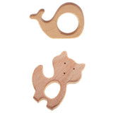 Maxbell 2 Pieces Handmade Wooden Baby Teether Teething Toy Baby Shower Gift