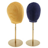 Maxbell 2pcs Suede Cork Mannequin Head Hat Rack Wig Display Holder W/ Metal Stand