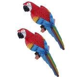 Maxbell 2x Realistic Parrot Resin Bird Animal Ornament Hanging 31cm Look Left Red