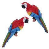 Maxbell 2x Realistic Parrot Resin Bird Animal Ornament Hanging 31cm Look Left Red