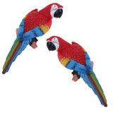 Maxbell 2x Realistic Parrot Resin Bird Animal Ornament Hanging 31cm Look Left Red