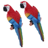 Maxbell 2x Realistic Parrot Resin Bird Animal Ornament Hanging 31cm Look Left Red