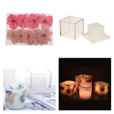 Maxbell Hollow Cube Plastic Candle Mold Tealight Candle Holder Mould & Dried Flowers