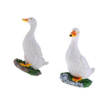 Maxbell 2pcs Garden Gift Farm Resin Animal Ornament Pond Water Standing Duck White