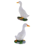 Maxbell 2pcs Garden Gift Farm Resin Animal Ornament Pond Water Standing Duck White