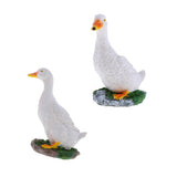 Maxbell 2pcs Garden Gift Farm Resin Animal Ornament Pond Water Standing Duck White