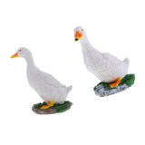 Maxbell 2pcs Garden Gift Farm Resin Animal Ornament Pond Water Standing Duck White