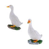 Maxbell 2pcs Garden Gift Farm Resin Animal Ornament Pond Water Standing Duck White