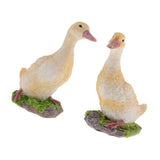 Maxbell 2pcs Garden Gift Farm Resin Animal Ornament Pond Water Standing Duck Yellow