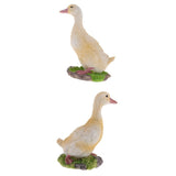 Maxbell 2pcs Garden Gift Farm Resin Animal Ornament Pond Water Standing Duck Yellow