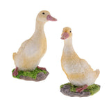 Maxbell 2pcs Garden Gift Farm Resin Animal Ornament Pond Water Standing Duck Yellow