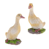 Maxbell 2pcs Garden Gift Farm Resin Animal Ornament Pond Water Standing Duck Yellow