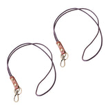 Maxbell 2Pieces Leather Lanyard Neck Wrist Strap ID Card Badge Phone Key Holder 49cm