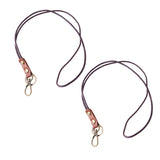 Maxbell 2Pieces Leather Lanyard Neck Wrist Strap ID Card Badge Phone Key Holder 49cm