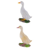Maxbell 2pcs Garden Gift Farm Resin Animal Ornament Pond Water Standing Duck M