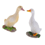 Maxbell 2pcs Garden Gift Farm Resin Animal Ornament Pond Water Standing Duck M