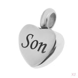 Maxbell 2 Piece Memorial Stainless Steel Heart Urn Pendant Cremation Ash Gift Son