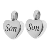 Maxbell 2 Piece Memorial Stainless Steel Heart Urn Pendant Cremation Ash Gift Son