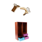 Maxbell 1/6 Doll House Wooden Wardrobe & Clothes Hangers Model Furniture Accessories